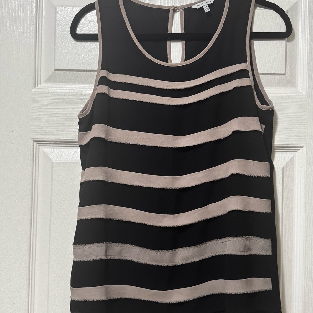 Naked Zebra Black and Cream Striped Tank Top